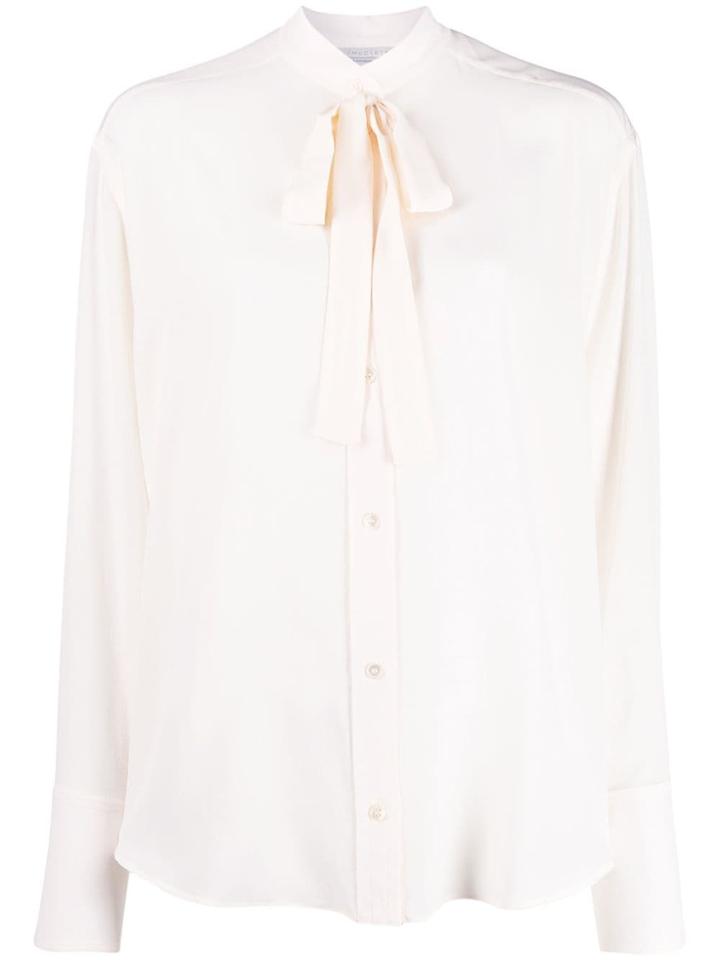 Stella Mccartney Pussy-bow Long-sleeve Blouse - Neutrals