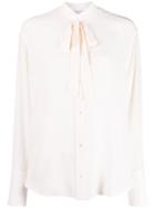 Stella Mccartney Pussy-bow Long-sleeve Blouse - Neutrals