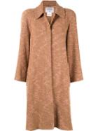 Chanel Pre-owned Long Sleeve Two-tone Tweed Coat - Brown