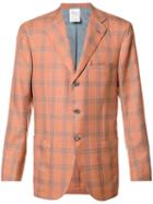 Kiton Plaid Blazer, Men's, Size: 50, Yellow/orange, Cashmere/silk