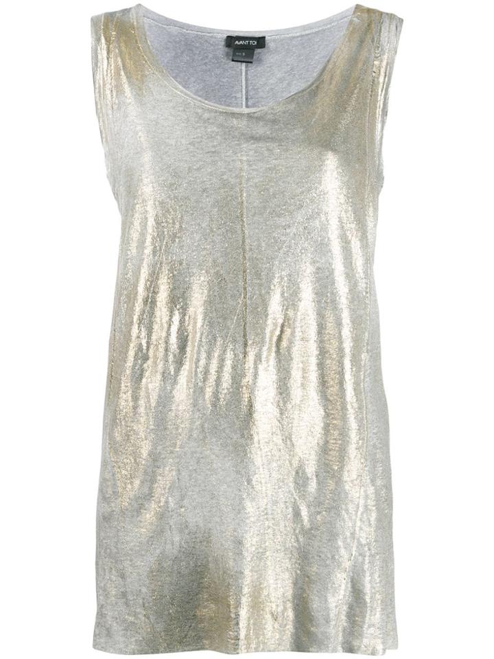 Avant Toi Metallic Effect Vest Top - Gold