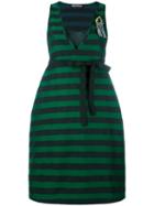 Rochas Striped Flared Dress, Women's, Size: 40, Black, Cotton/silk
