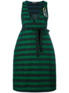 Rochas Striped Flared Dress, Women's, Size: 40, Black, Cotton/silk
