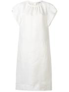 Agnona Round Neck Linen Dress - White