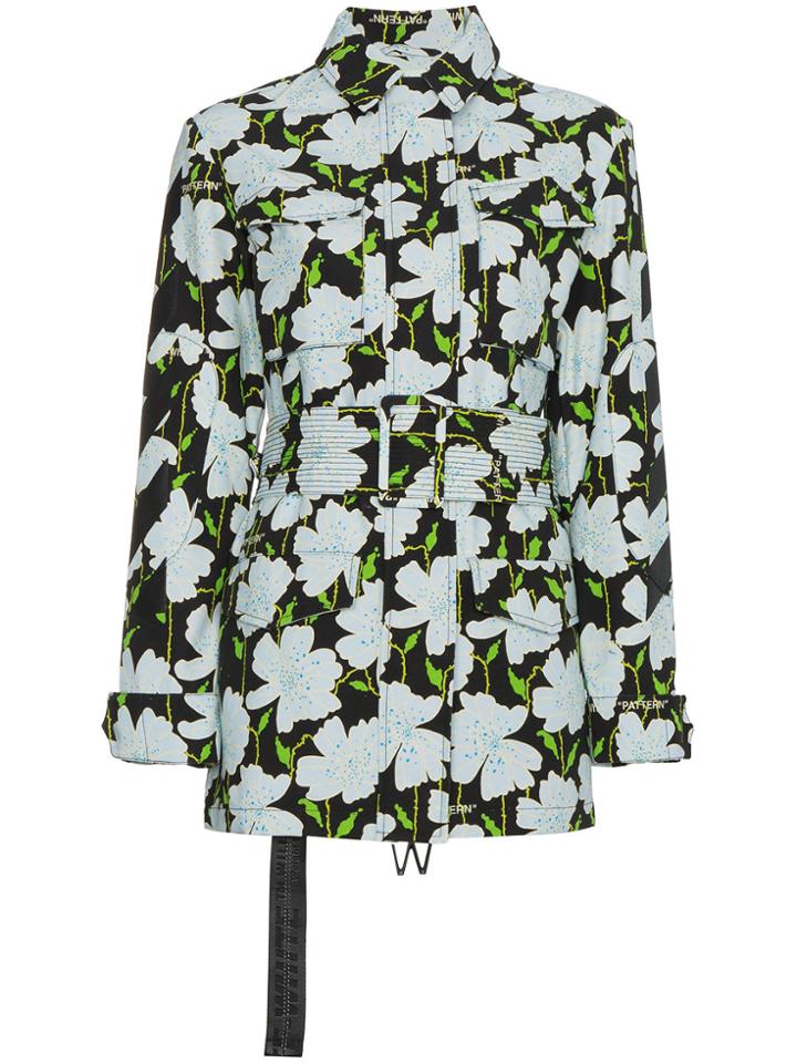 Off-white Floral Military Jacket - Black