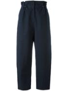 Stella Mccartney - Paperbag Waist Trousers - Women - Cotton/linen/flax/polyamide - 42, Women's, Blue, Cotton/linen/flax/polyamide
