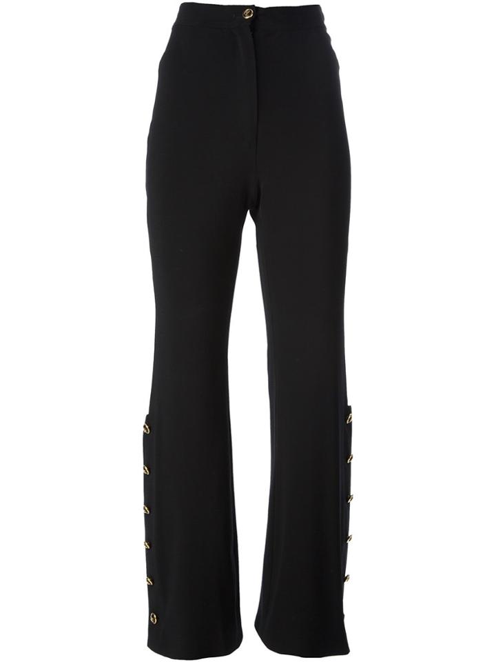 Chanel Vintage Button Detail Bootcut Trousers - Black