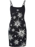 Fausto Puglisi Embellished Strap Sun Intarsia Dress, Women's, Size: 40, Black, Polyester/viscose/polyamide/spandex/elastane