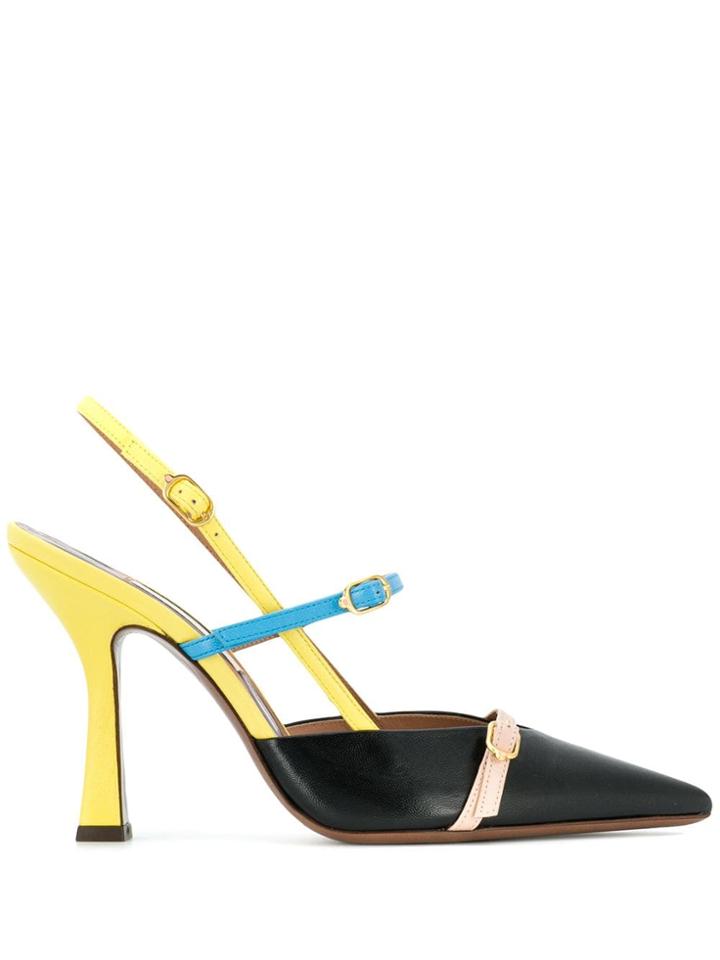 L'autre Chose Colour Block Slingback Pumps - Black