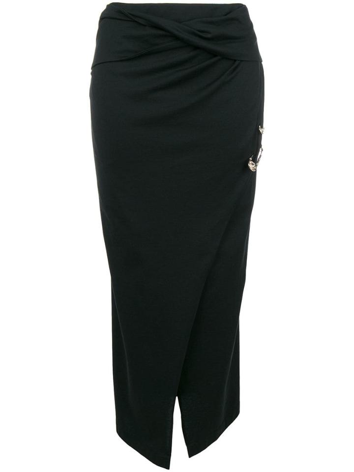 Versus Pin Embellished Draped Skirt - Black
