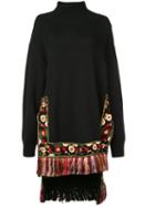 Oscar De La Renta Embroidered High Low Hem Jumper - Black