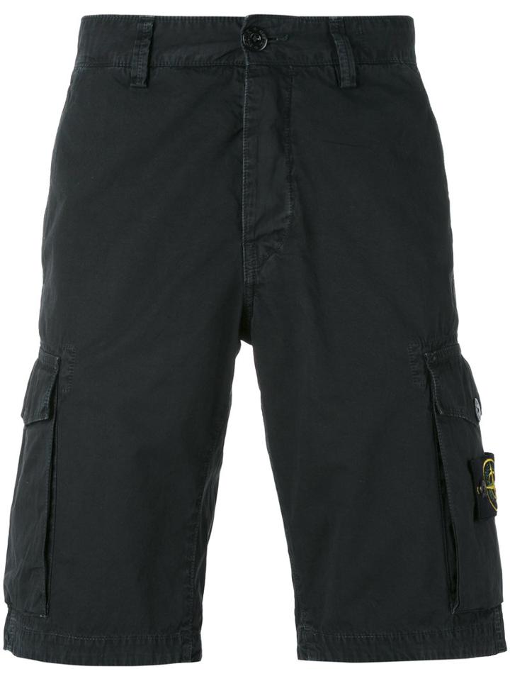 Stone Island - Logo Patch Cargo Shorts - Men - Cotton - 34, Black, Cotton
