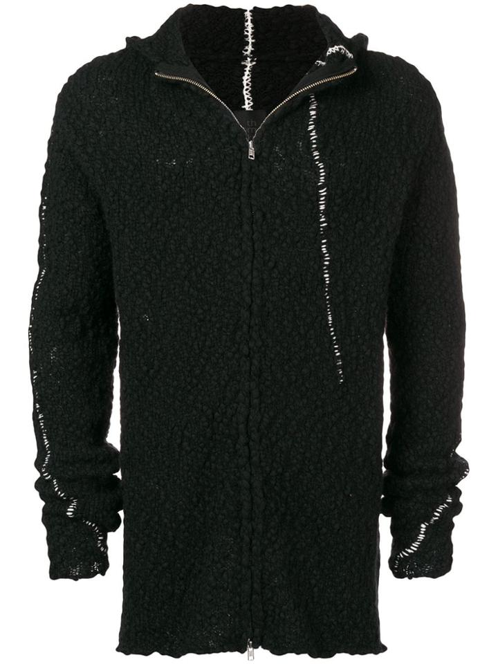 Thom Krom Fleece Hooded Cardigan - Black