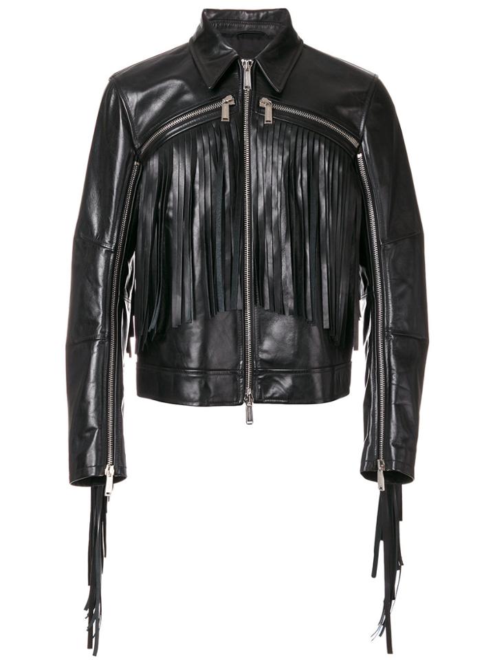 Dsquared2 Zip Detail Fringed Jacket - Black