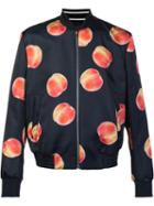 Paul Smith Fruit Print Bomber Jacket, Men's, Size: Medium, Black, Polyester