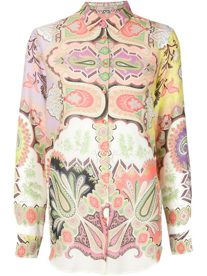Etro Printed Shirt, Women's, Size: 46, Nude/neutrals, Cotton/silk