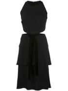 Proenza Schouler Sleeveless Cut Out Velvet Bow Dress - Black