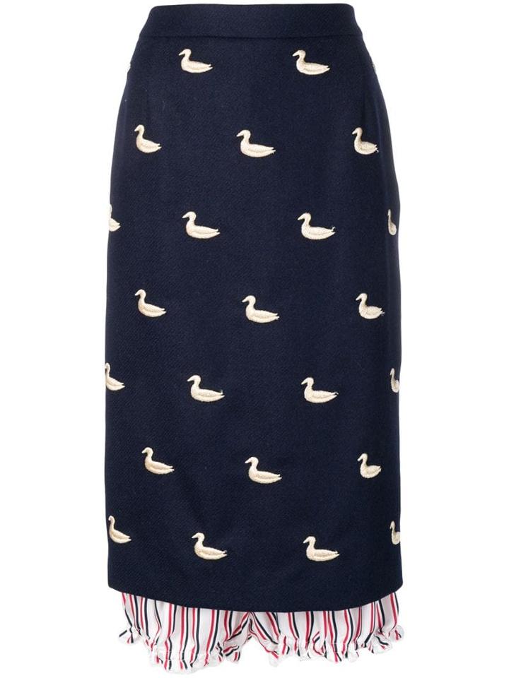 Thom Browne Navy Lace Trim Bloomer Skirt - Blue