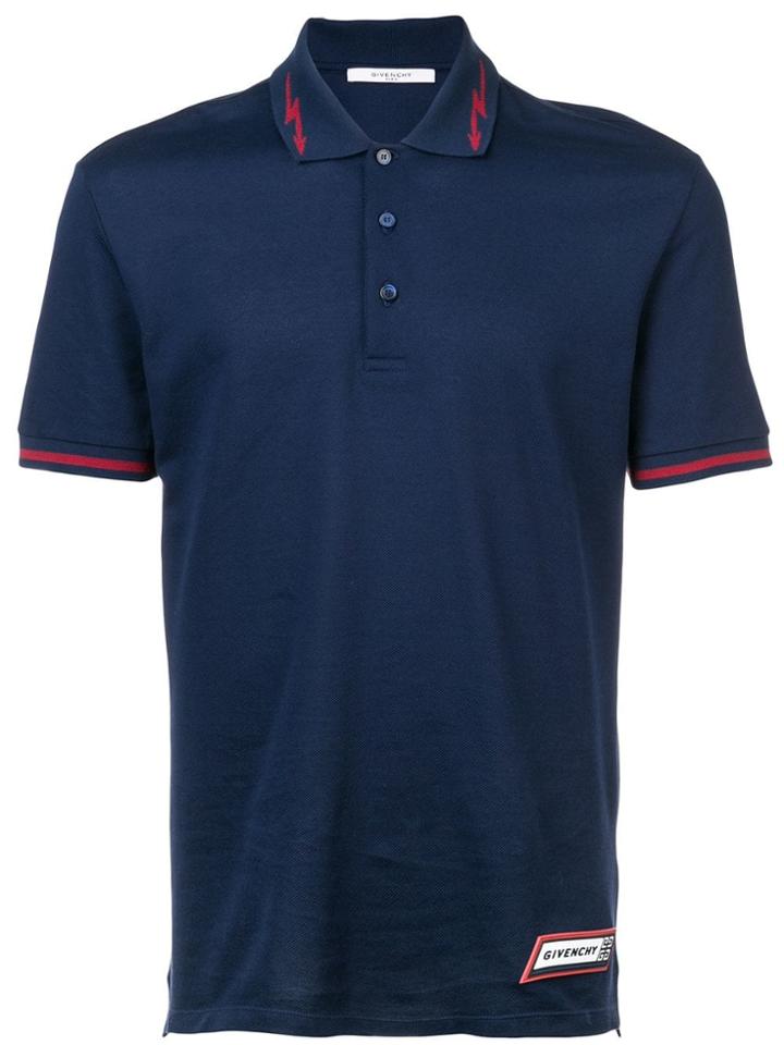 Givenchy Logo Patch Polo Shirt - Blue