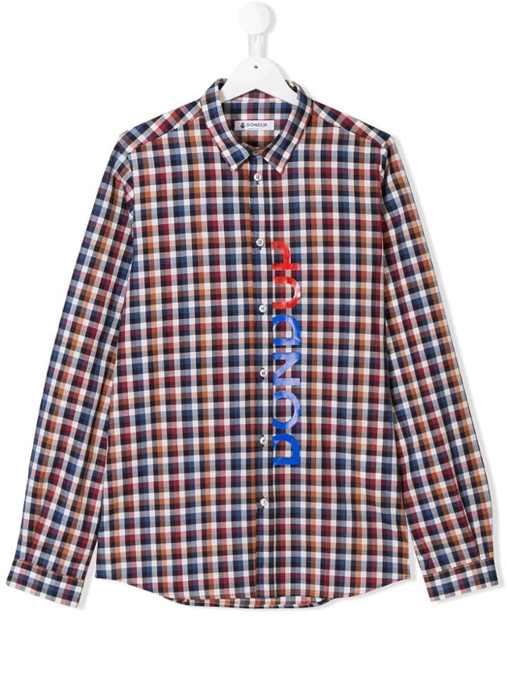 Dondup Kids Teen Check Branded Shirt - White