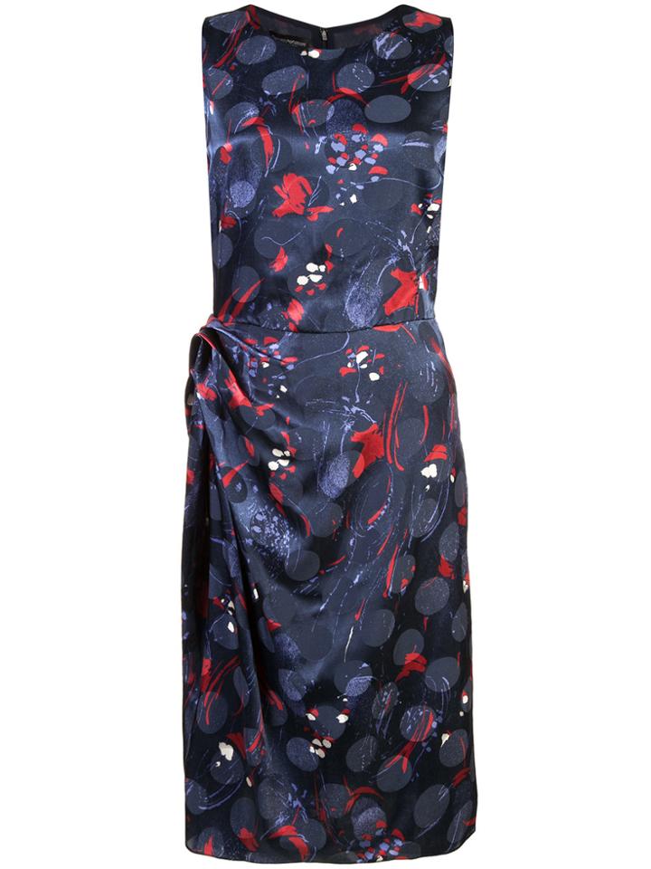 Emporio Armani Abstract-print Midi Dress - Blue