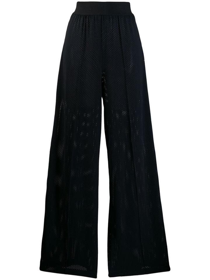 Amen High Rise Mesh Palazzo Pants - Black