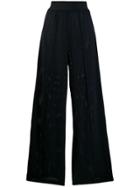 Amen High Rise Mesh Palazzo Pants - Black