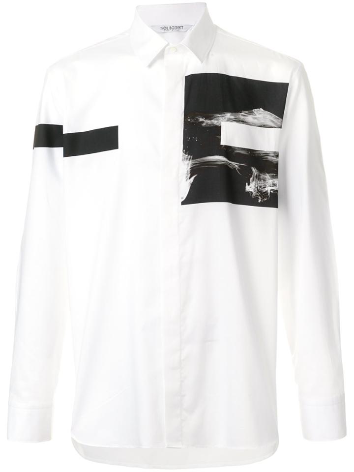 Neil Barrett Block Stripe And Graphic Print Shirt - White