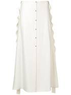 Courrèges Scalloped Side Trim Midi Skirt - White