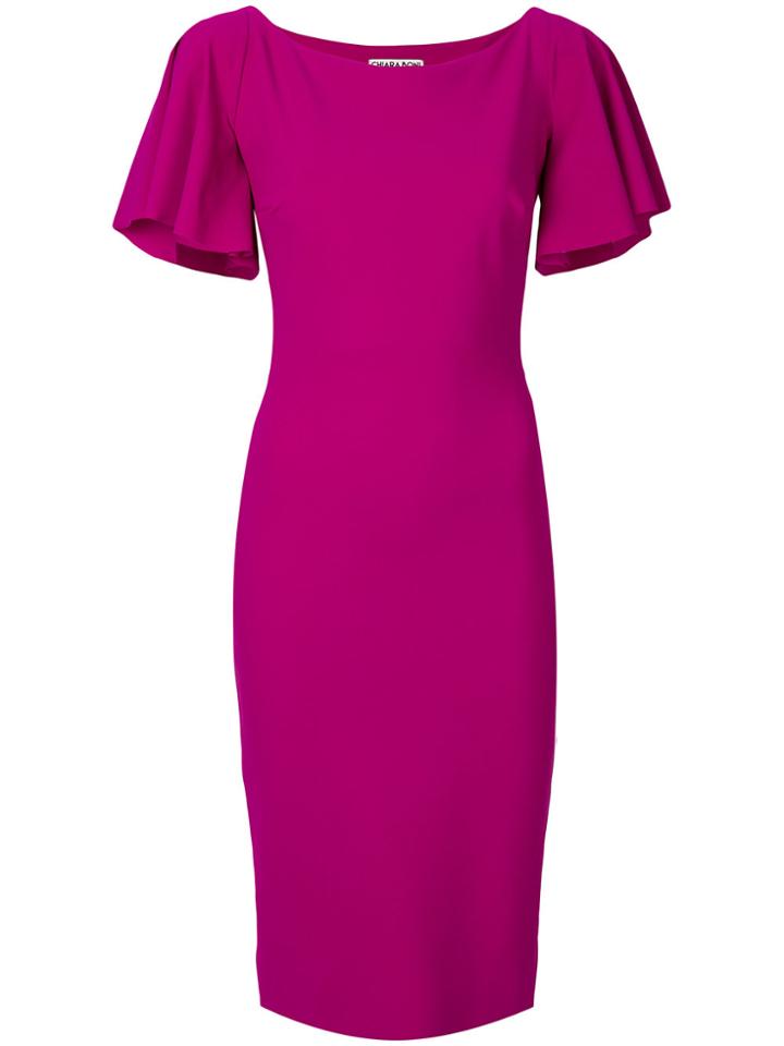 Chiara Boni La Petite Robe Flared Sleeve Fitted Dress - Pink & Purple