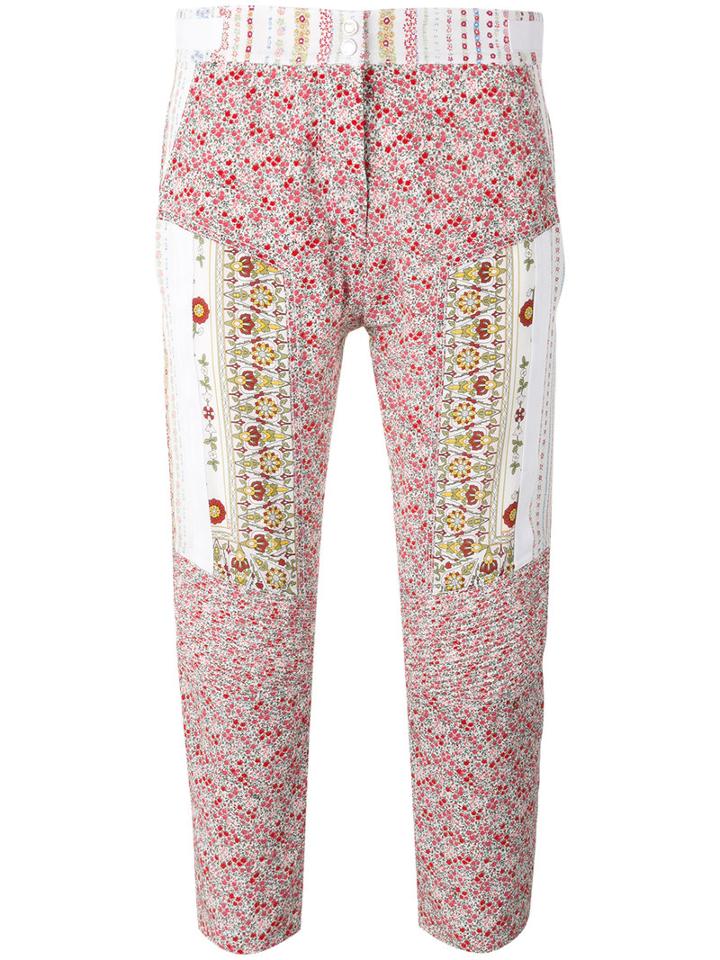 No21 Floral Print Cropped Trousers, Women's, Size: 42, Pink/purple, Silk/acetate