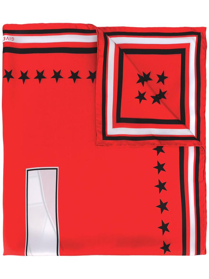 Givenchy - Star Print Scarf - Women - Silk - One Size, Women's, Red, Silk