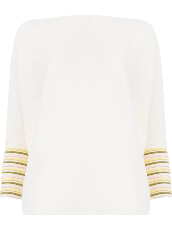 Maison Ullens Striped Cuff Sweater - White