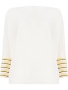 Maison Ullens Striped Cuff Sweater - White
