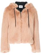 Msgm Faux Fur Hooded Coat - Pink & Purple
