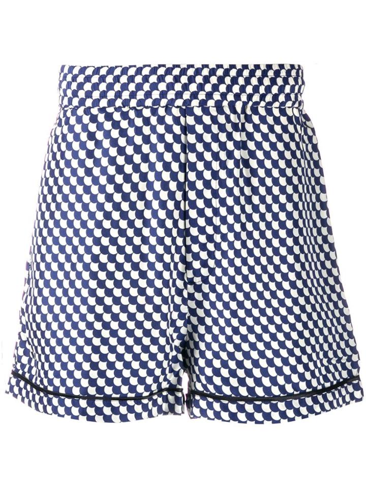 You As Scallop-print Shorts - Blue