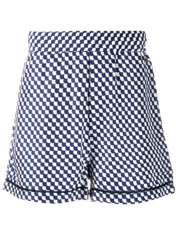 You As Scallop-print Shorts - Blue
