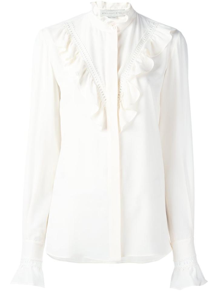 Stella Mccartney Ruffled Detail Shirt, Women's, Size: 40, Nude/neutrals, Silk/cotton