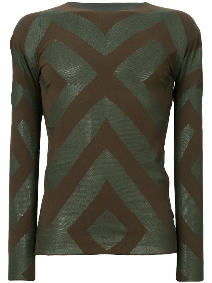 Homme Plissé Issey Miyake Longsleeved Geometric Pattern T-shirt -