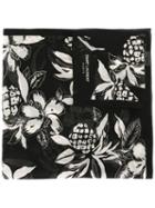 Saint Laurent Pineapple Floral Print Scarf, Men's, Black, Cotton