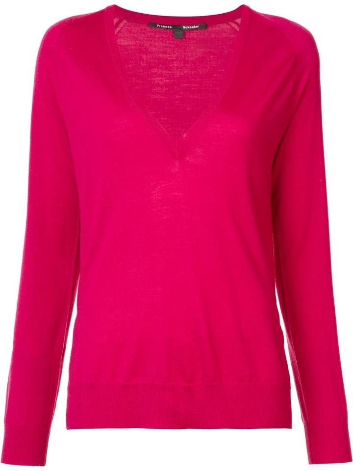 Proenza Schouler V-neck Jumper, Women's, Size: Small, Pink/purple, Merino