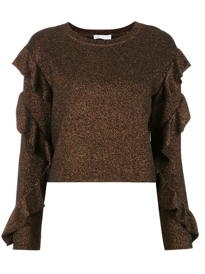 Nk Ruffled Knit Blouse - Black
