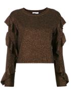 Nk Ruffled Knit Blouse - Black