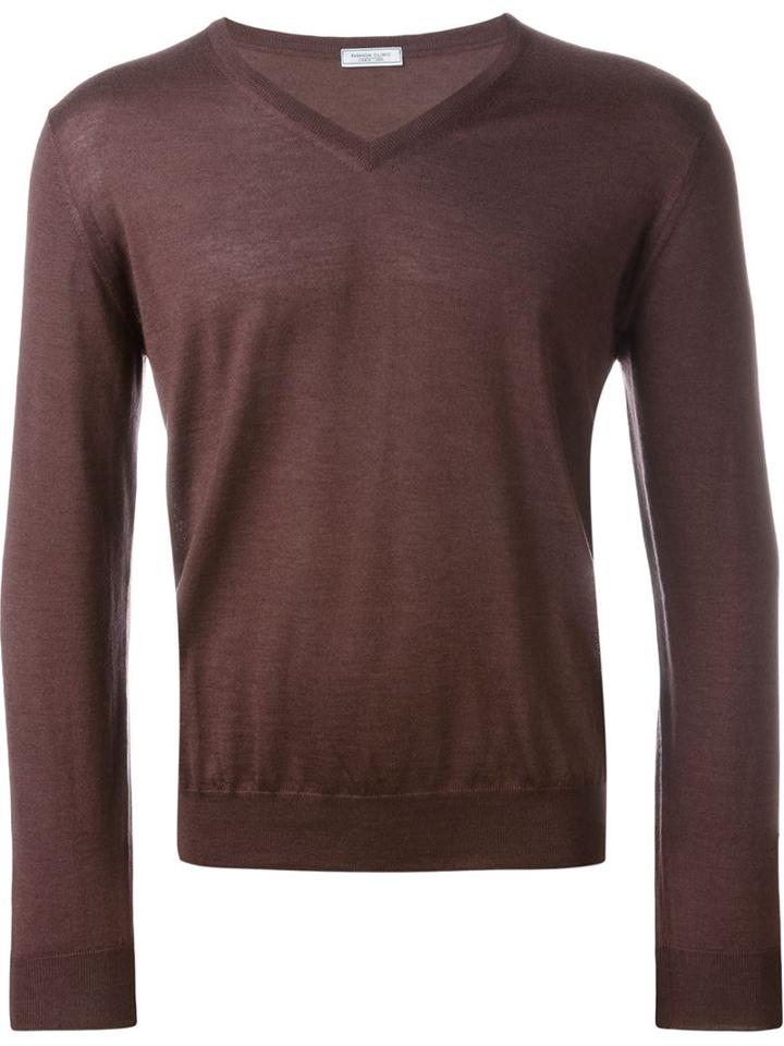 Fashion Clinic V-neck Jumper, Men's, Size: 46, Pink/purple, Silk/cashmere