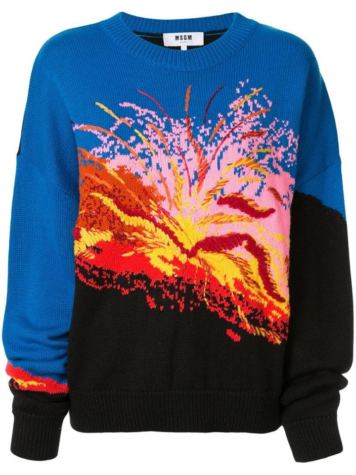 Msgm Intarsia-knit Jumper - Multicolour