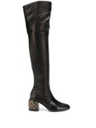 Casadei Studded Knee High Boots - Black