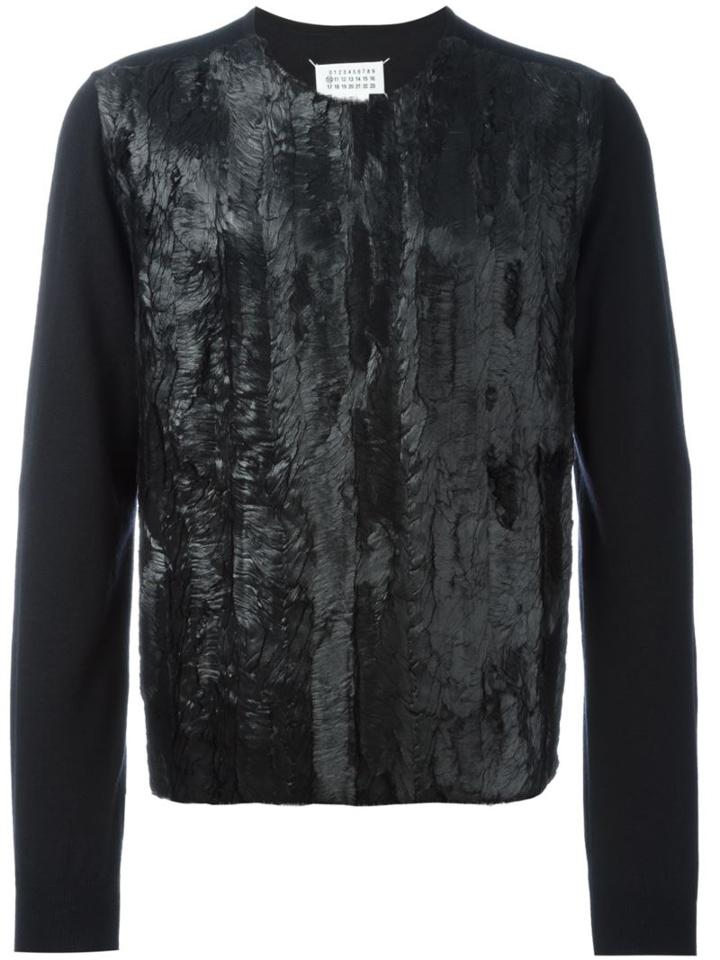 Maison Margiela Contrast Panel Jumper, Men's, Size: Medium, Black, Polyester/polyurethane/viscose/wool
