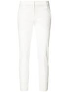 Brunello Cucinelli Folded Hem Cropped Trousers, Women's, Size: 46, White, Cotton/spandex/elastane
