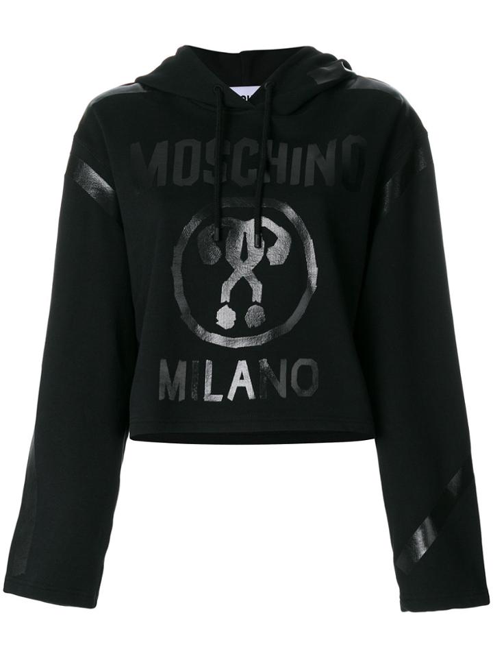Moschino Question Mark Vinyl Motif Hoodie - Black