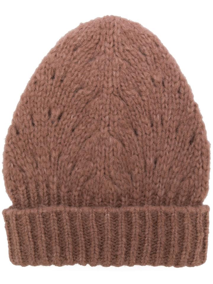 Roberto Collina Ribbed Hem Beanie - Pink & Purple